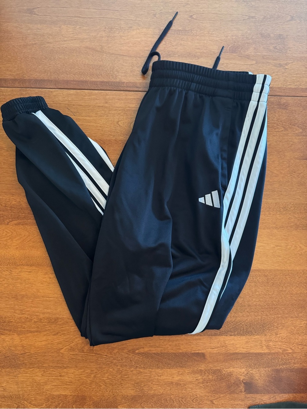 adidas Black Track Pants with White Three-Stripes Accent